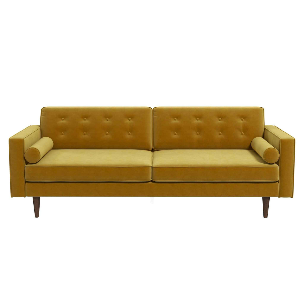 Casey Tufted Back Dark Yellow Velvet Upholstered Sofa