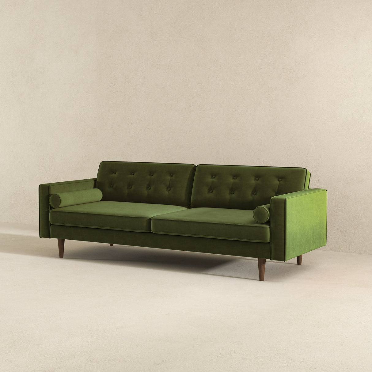 Casey Tufted Back Olive Green Velvet Upholstered Sofa