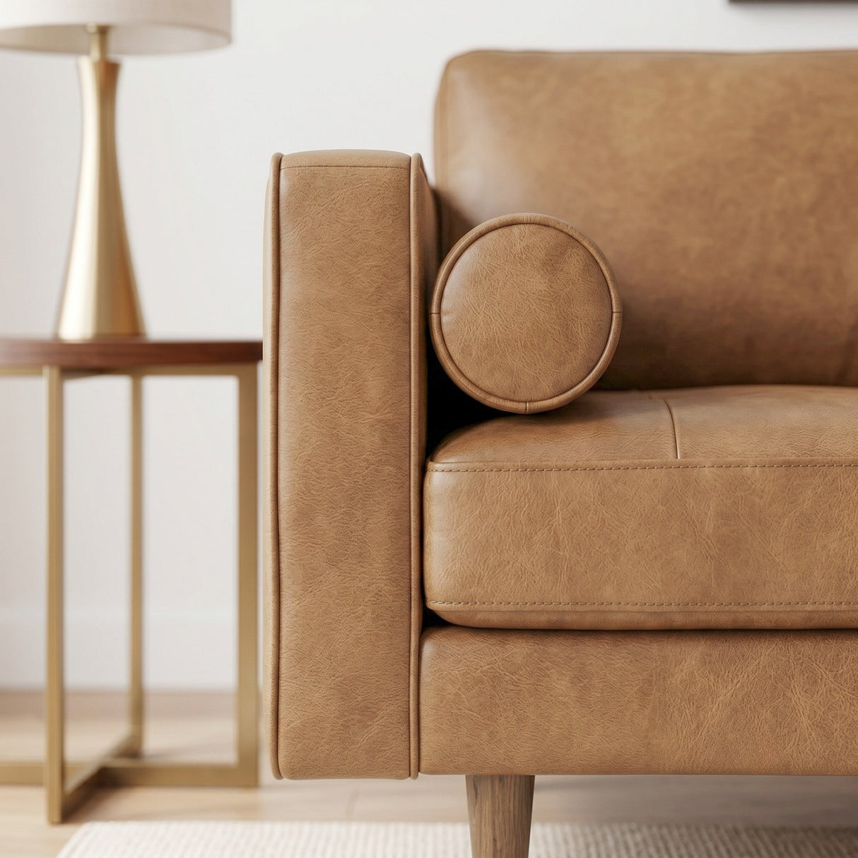 Catherine Genuine Tan Leather Sofa