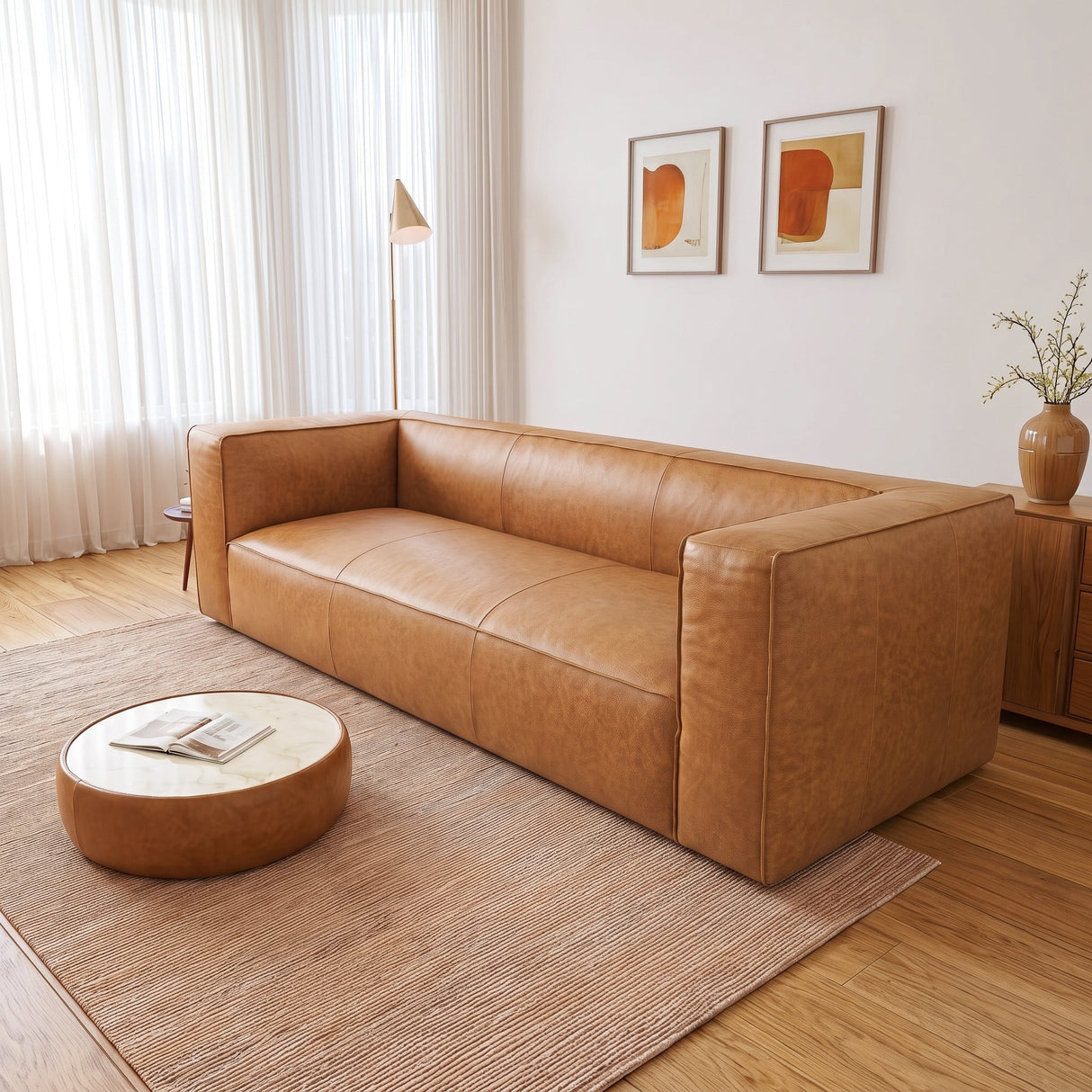 Colton Tan Leather Sofa by Ashcroft Furniture at Eve Furniture