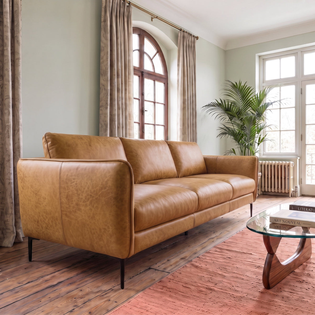 Cooperstown Tan Leather Sofa