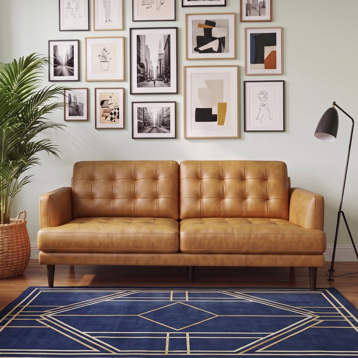 Montana Tan Leather Sofa