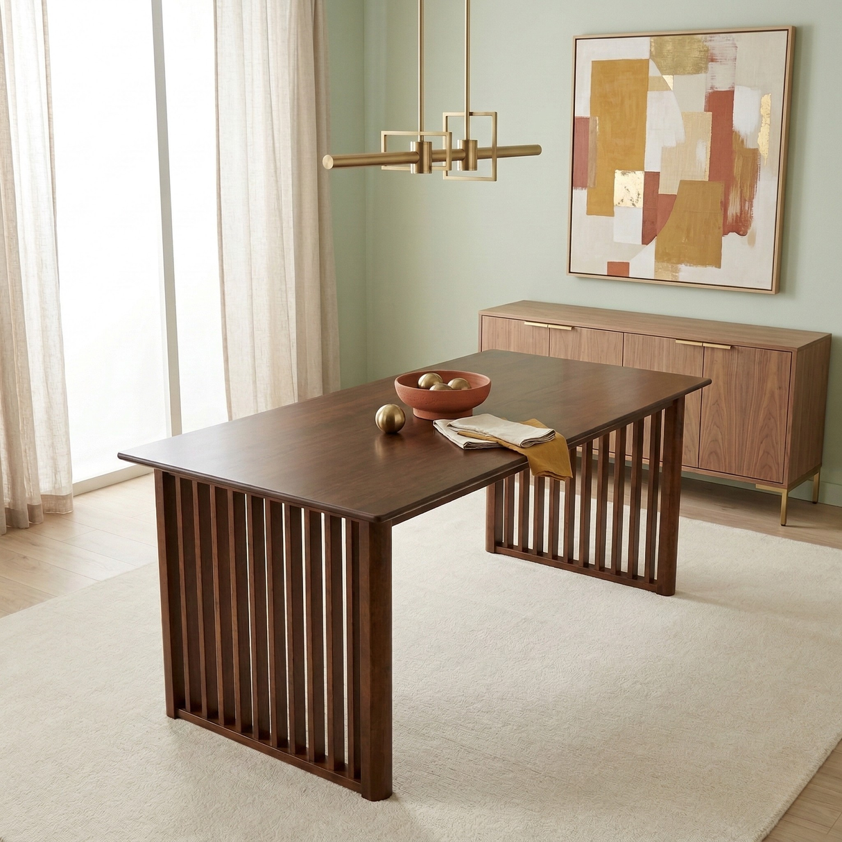 Sonoma Solid Wood Rectangular Dining Table with Slab Leg Base by Ashcroft Imports at Eve Furniture
