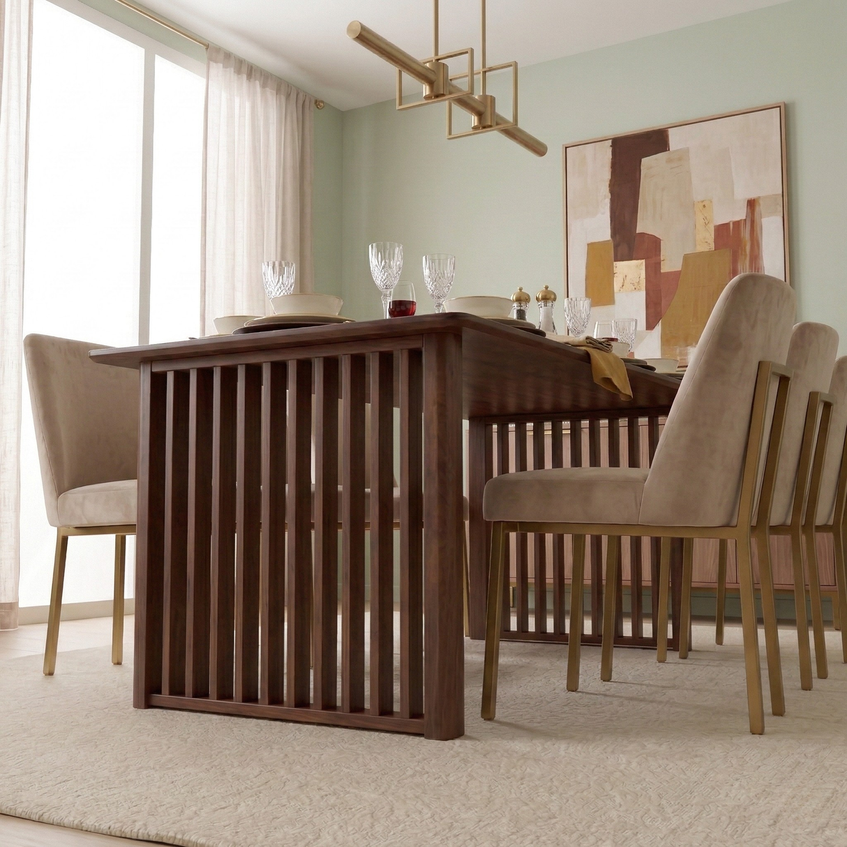 Sonoma Solid Wood Rectangular Dining Table with Slab Leg Base by Ashcroft Imports at Eve Furniture
