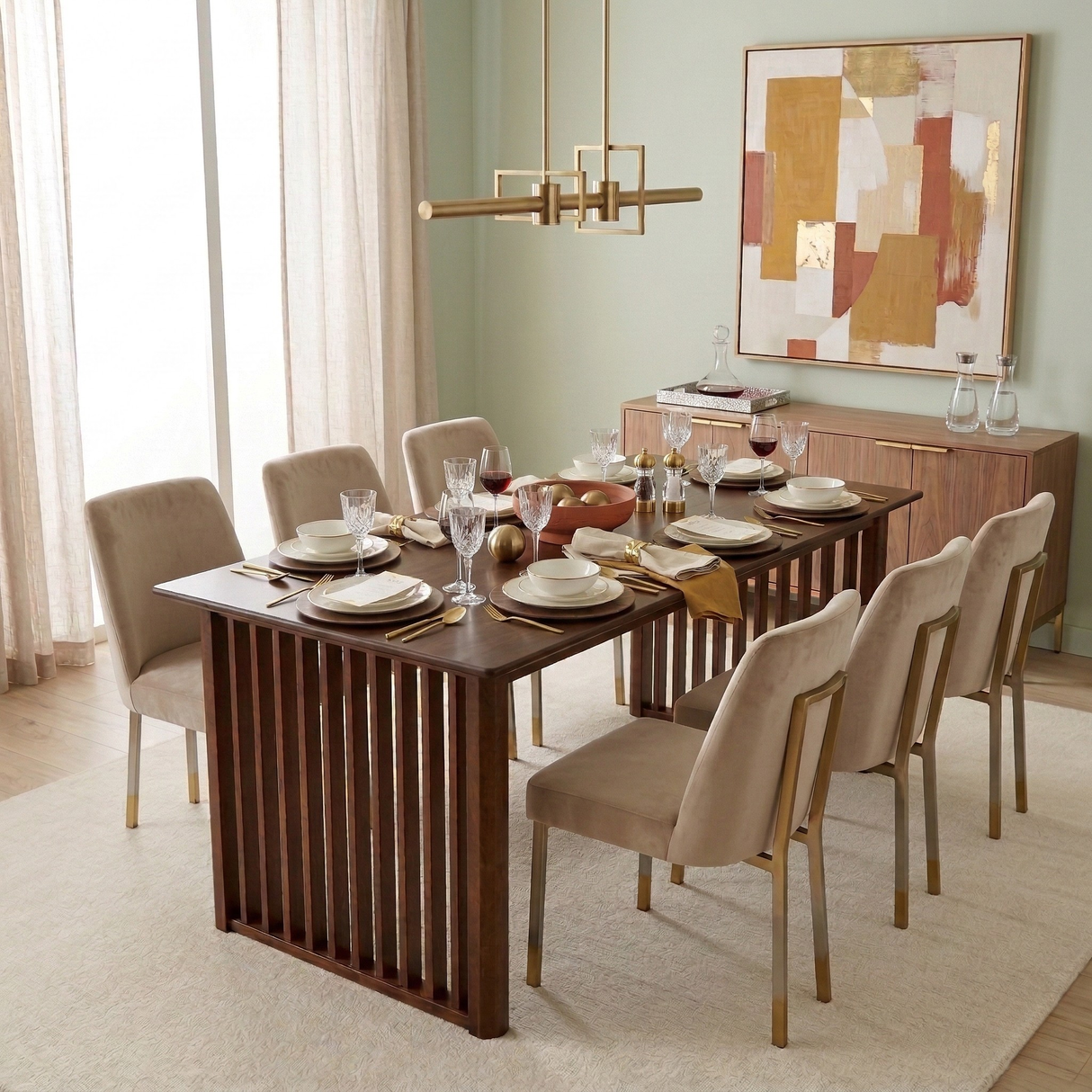 Sonoma Solid Wood Rectangular Dining Table with Slab Leg Base by Ashcroft Imports at Eve Furniture