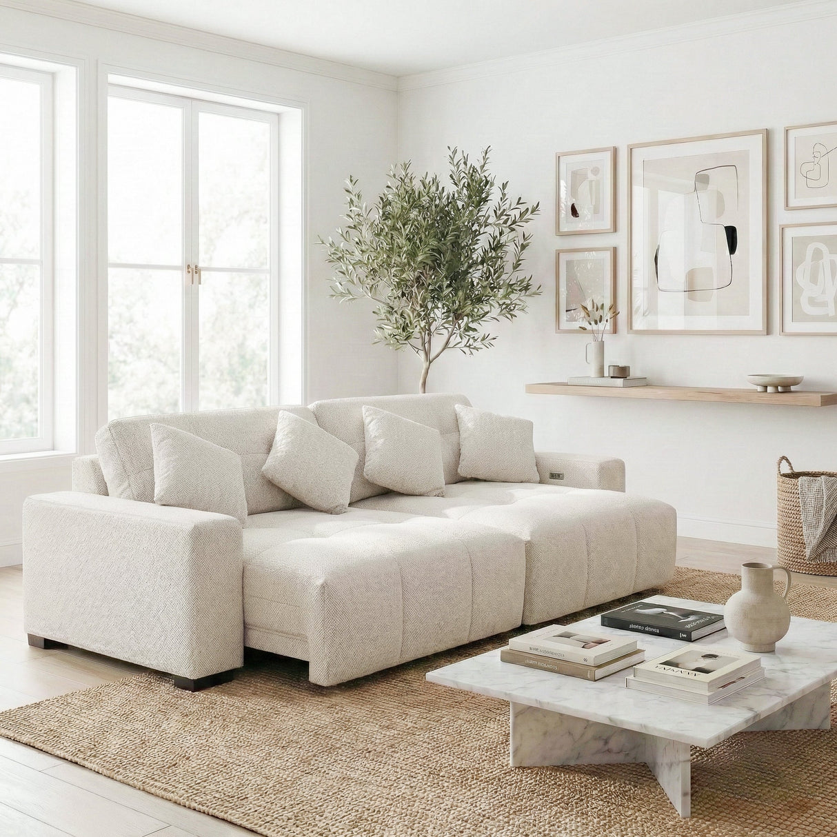 Corston Beige Linen PWR Slider Sofa