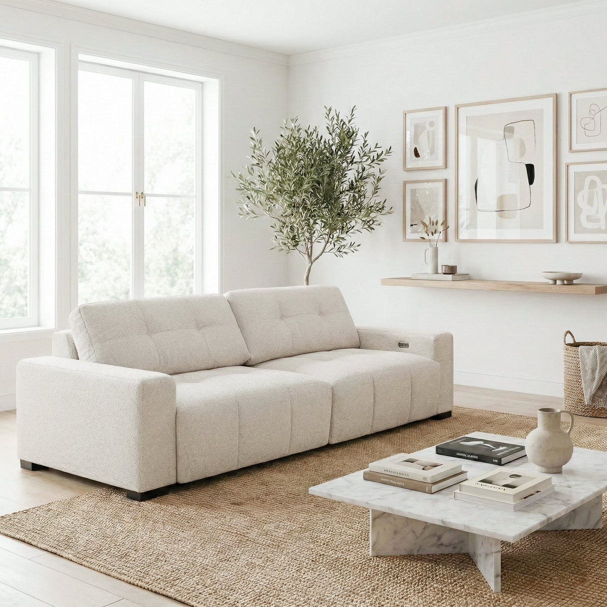 Corston Beige Linen PWR Slider Sofa