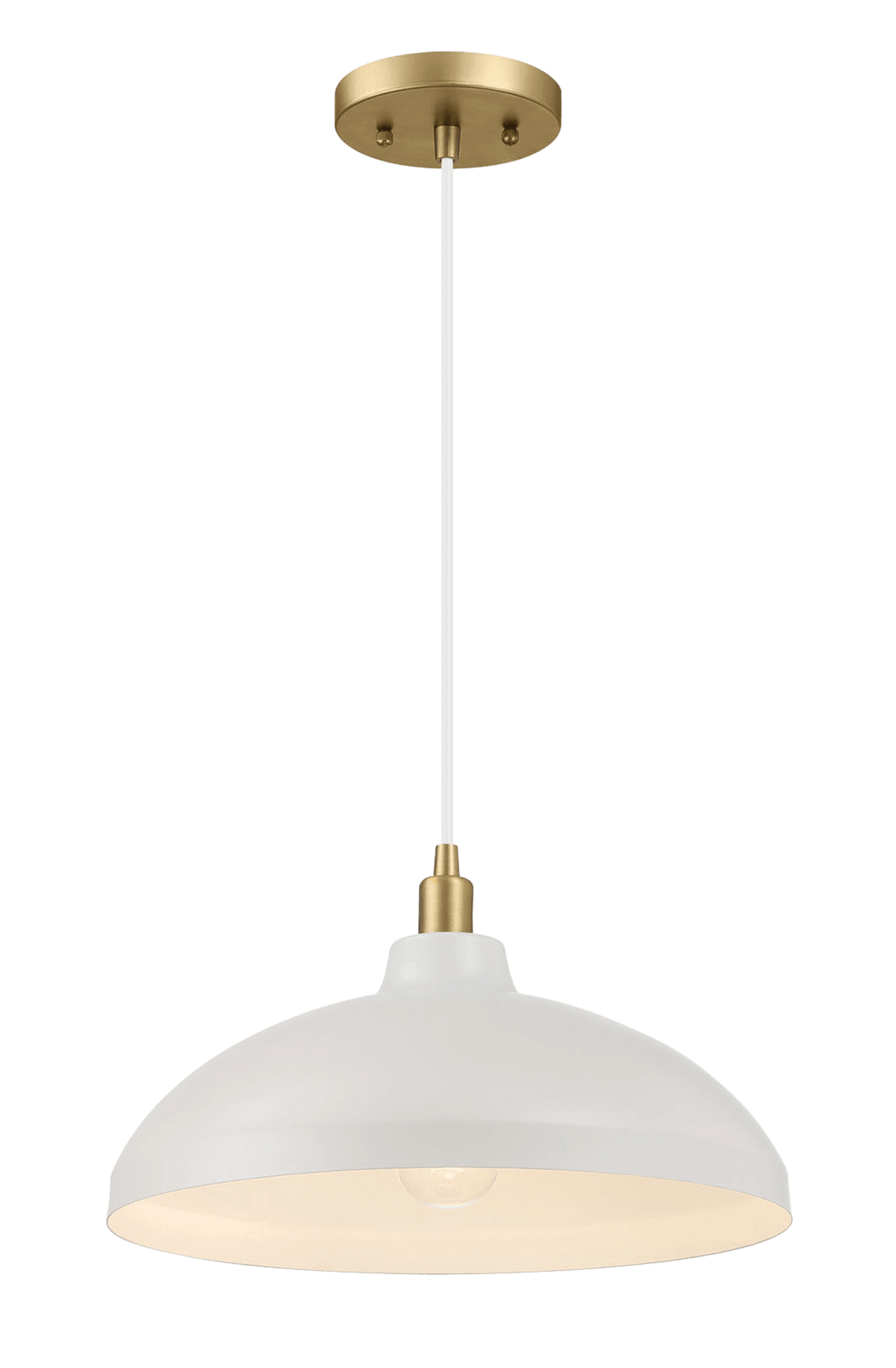 Astral Single Light White Pendant Lamp with Golder Brass Finish for Entrance Kitchen Island 14"D × 8"H by Ashcroft Imports at Eve Furniture