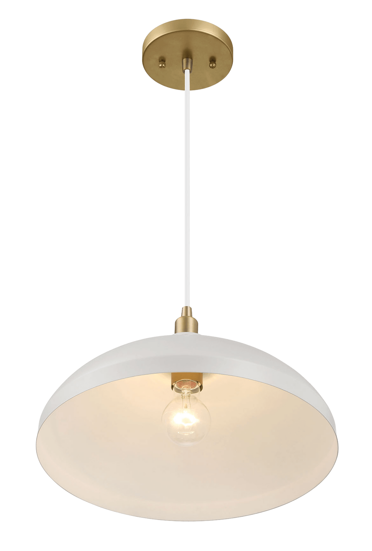 Astral Single Light White Pendant Lamp with Golder Brass Finish for Entrance Kitchen Island 14"D × 8"H by Ashcroft Imports at Eve Furniture