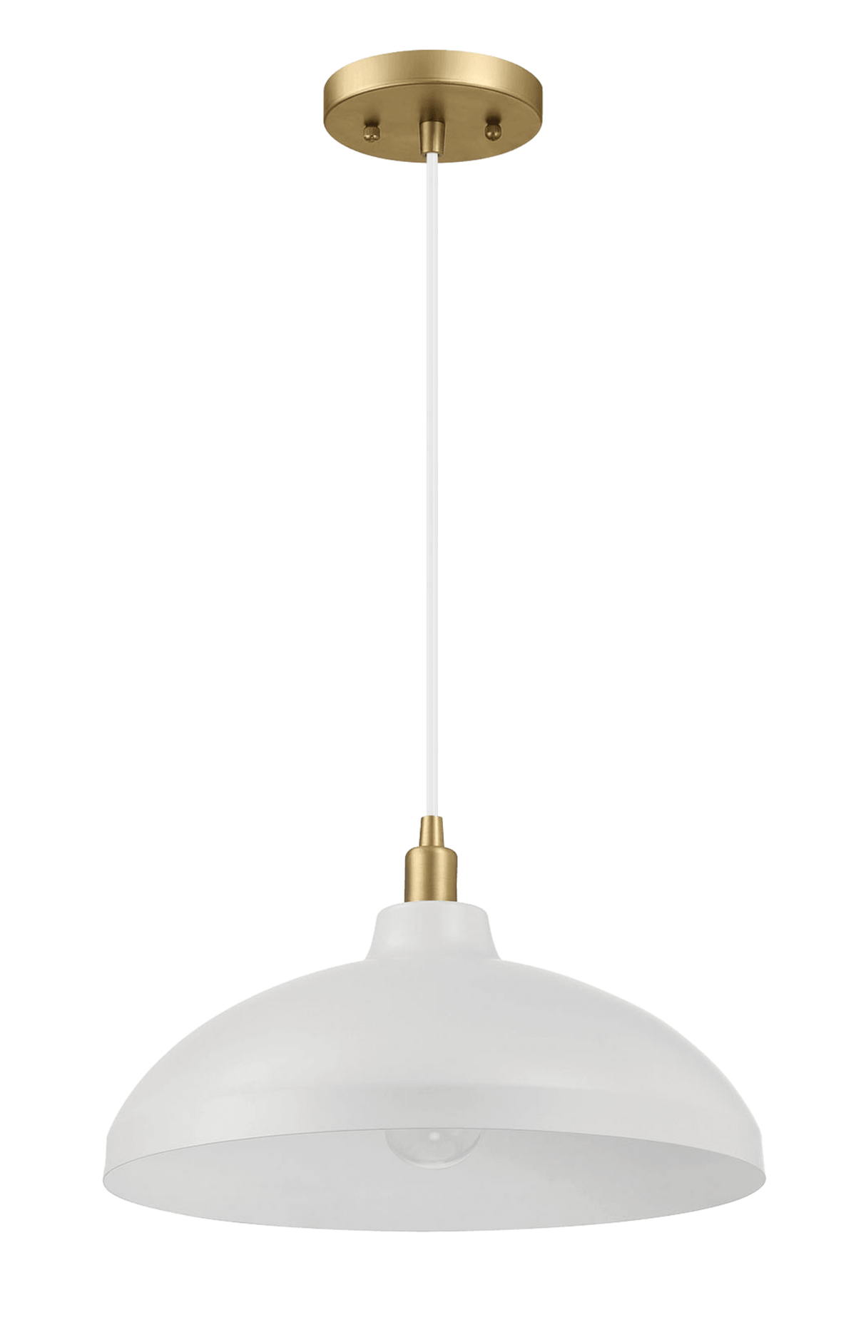 Astral Single Light White Pendant Lamp with Golder Brass Finish for Entrance Kitchen Island 14"D × 8"H by Ashcroft Imports at Eve Furniture