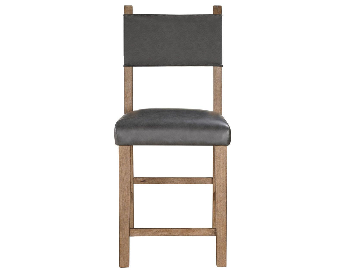 Aubrey 24″ Driftwood Counter Chair with Gray Vegan Leather by Steve Silver at Eve Furniture