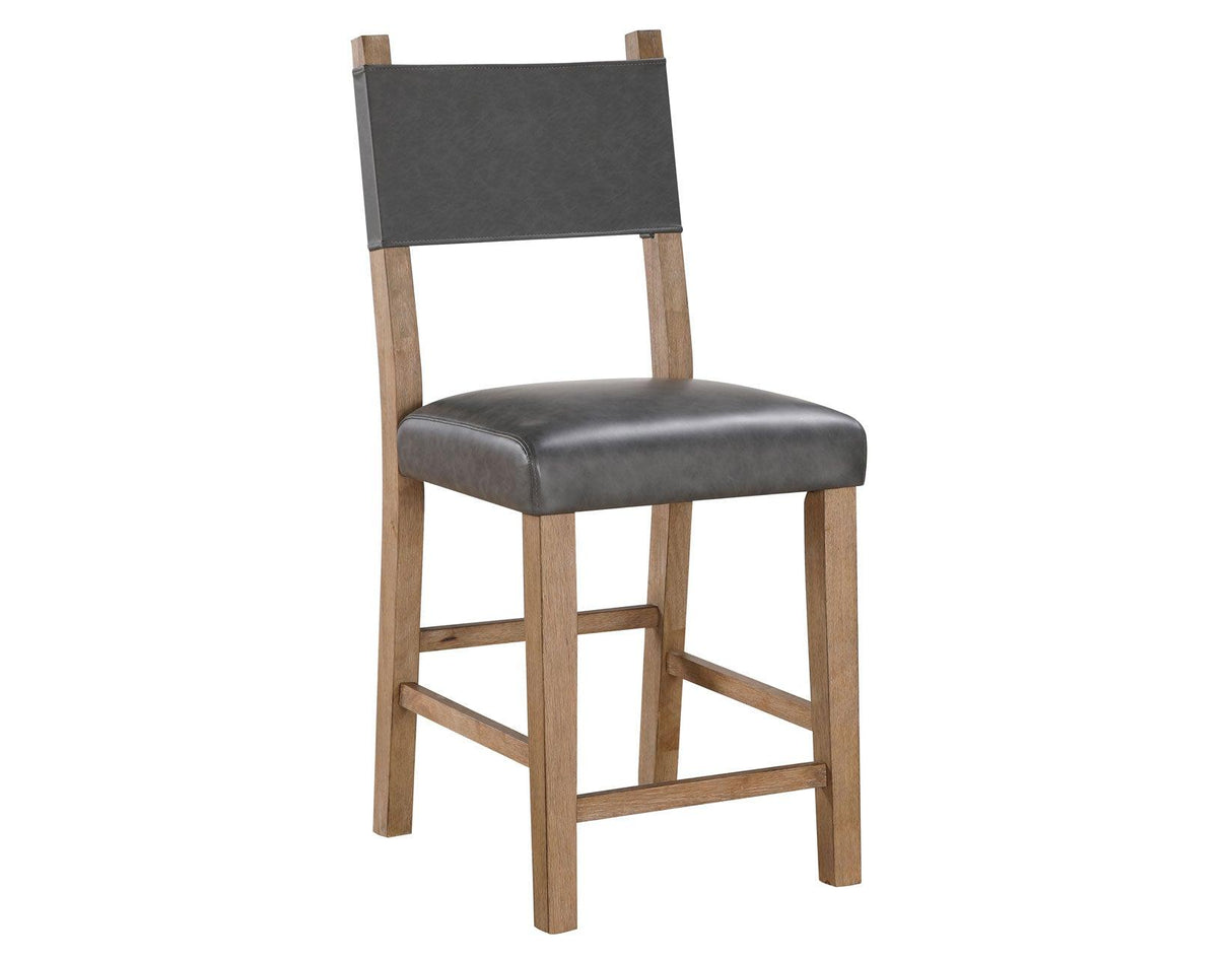 Aubrey 24″ Driftwood Counter Chair with Gray Vegan Leather by Steve Silver at Eve Furniture