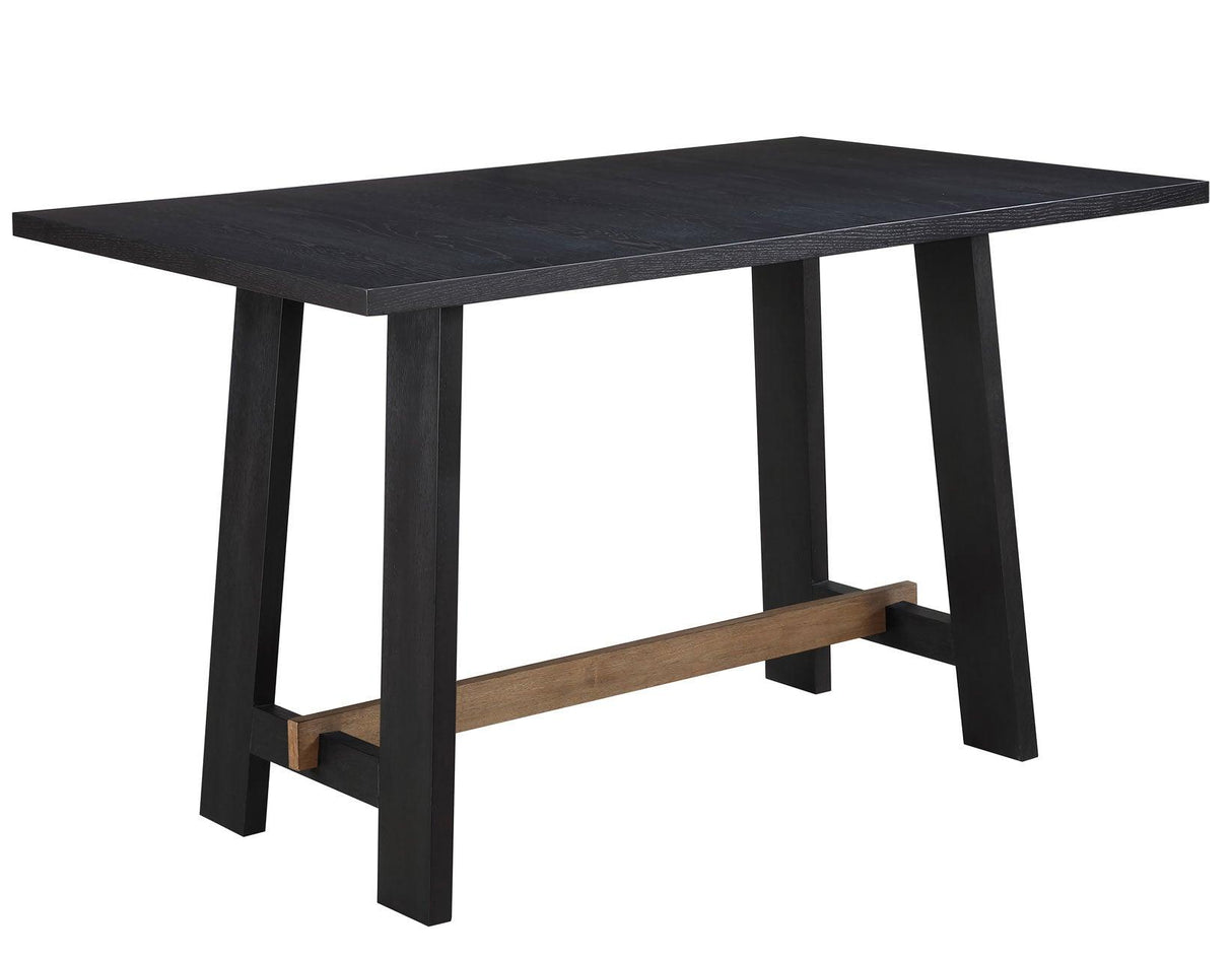 Aubrey 59.5″ Black Counter Table with Driftwood Stretcher by Steve Silver at Eve Furniture