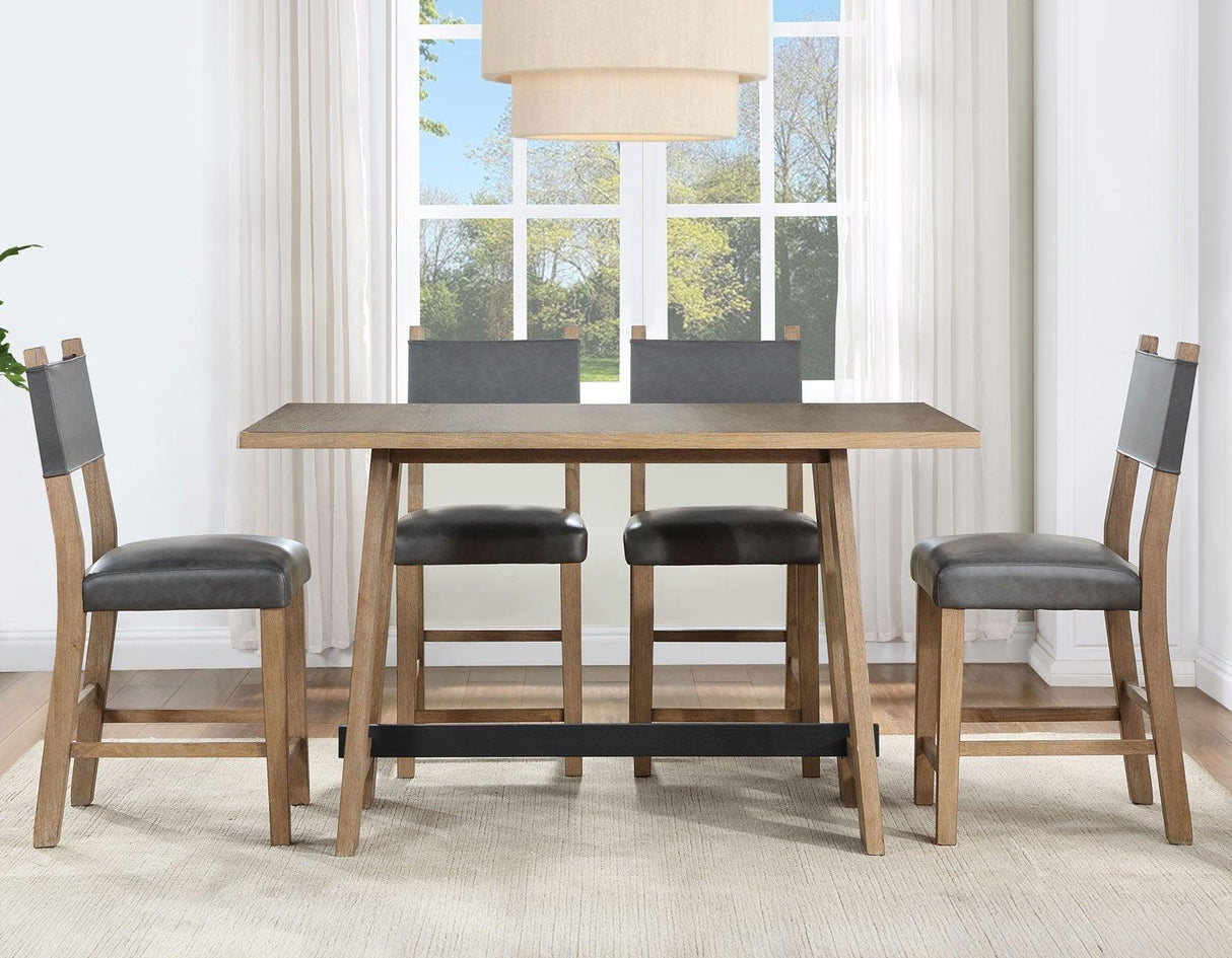 Aubrey 59.5″ Drifwood Counter Table with Black Stretchers by Steve Silver at Eve Furniture