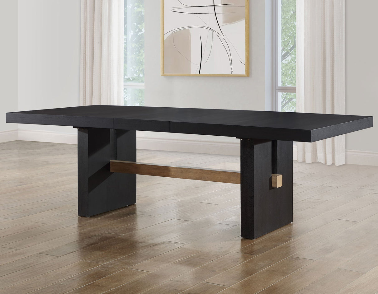 Aubrey 78-96″ Table w/18-inch Leaf, Black by Steve Silver at Eve Furniture