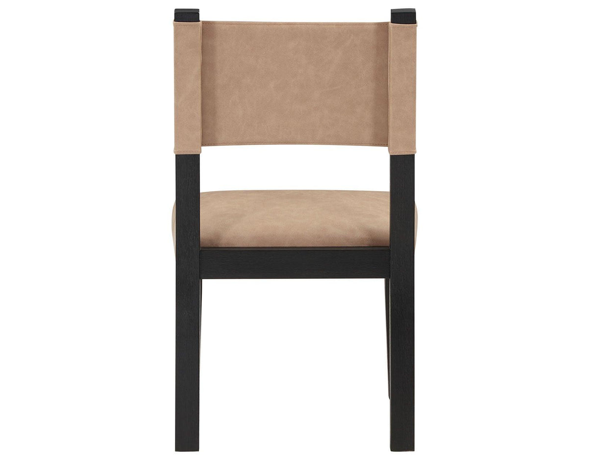 Aubrey Side Chair, Camel Vegan Leather with Black wood finish by Steve Silver at Eve Furniture