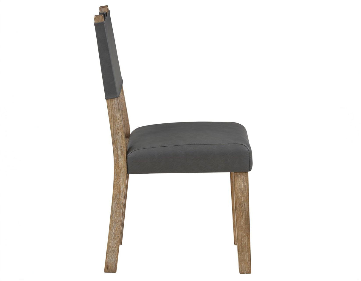 Aubrey Side Chair, Gray Vegan Leather with Driftwood wood finish by Steve Silver at Eve Furniture