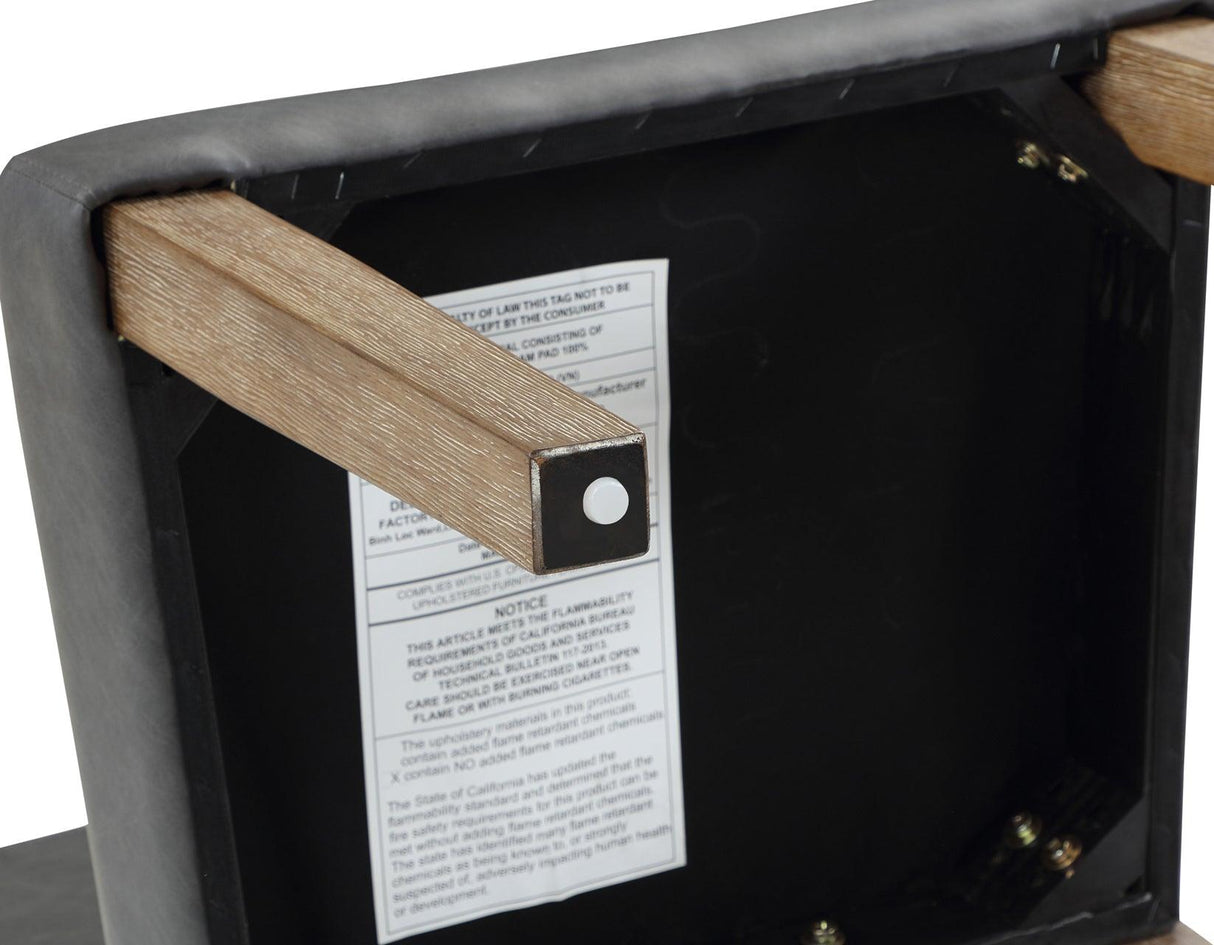 Aubrey Side Chair, Gray Vegan Leather with Driftwood wood finish by Steve Silver at Eve Furniture