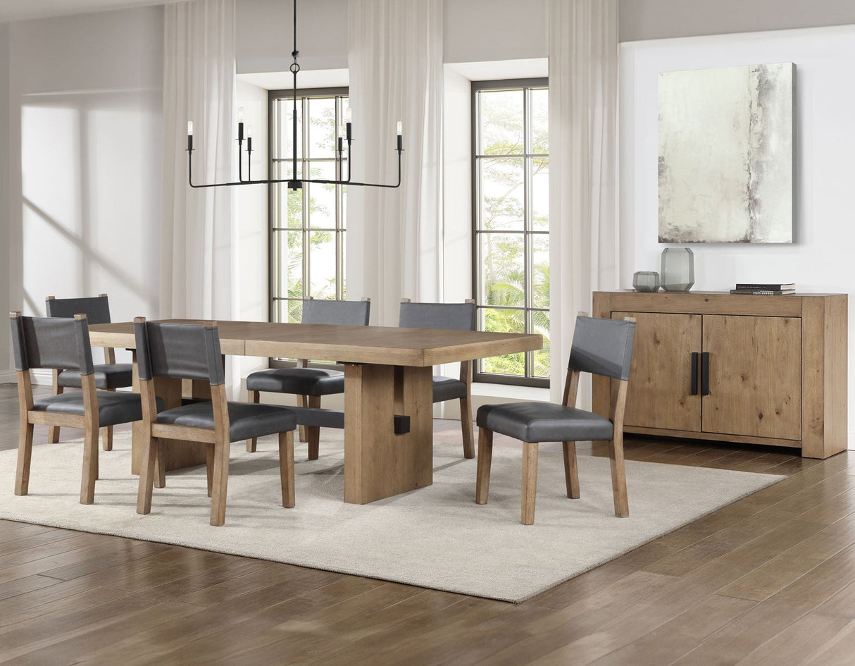 Aubrey Waxed Driftwood 7-Piece 78-96″ Dining Set by Steve Silver at Eve Furniture