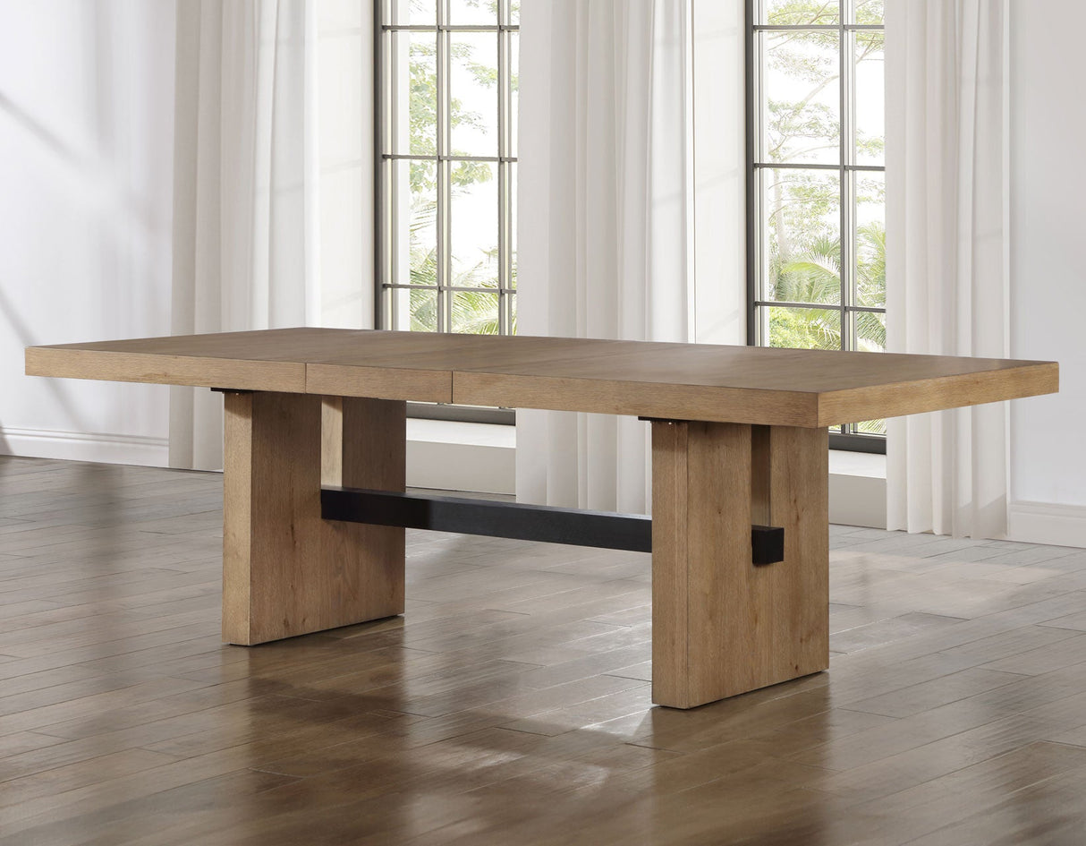 Aubrey Waxed Driftwood 7-Piece 78-96″ Dining Set by Steve Silver at Eve Furniture