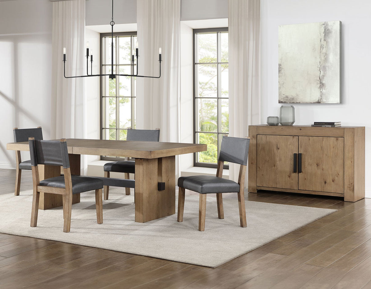 Aubrey Waxed Driftwood 7-Piece 78-96″ Dining Set by Steve Silver at Eve Furniture