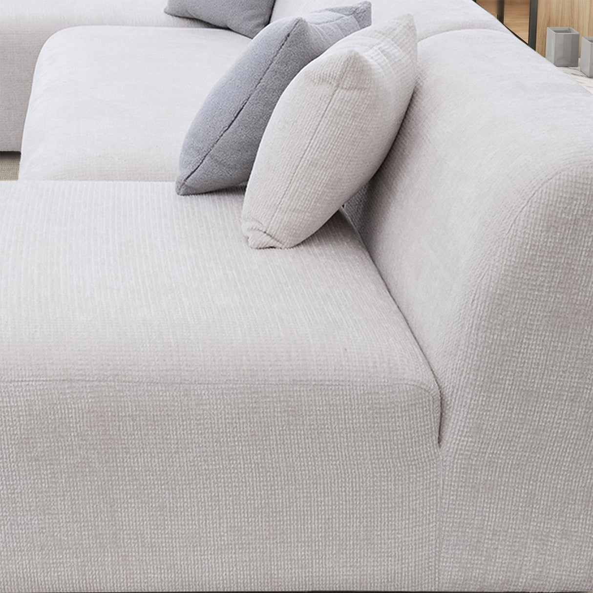 Audrey Cream Chenille U Shape Corner Sofa by Ashcroft Imports at Eve Furniture