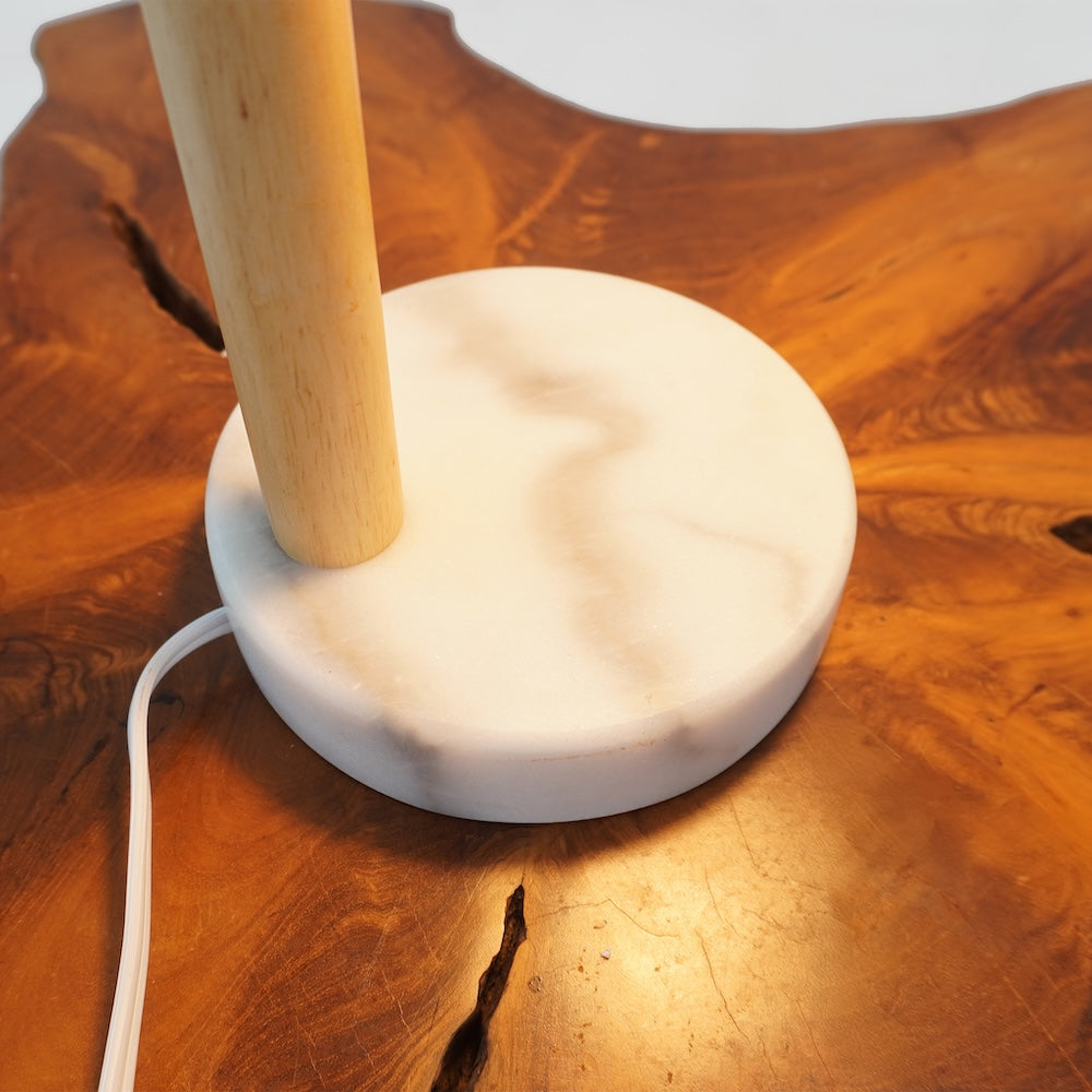 Auris White Globe Lampshade Table Lamp with Marble Base by Ashcroft Imports at Eve Furniture