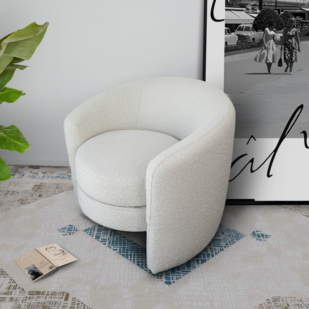 Avalon White Boucle Lounge Chair by Ashcroft Imports at Eve Furniture