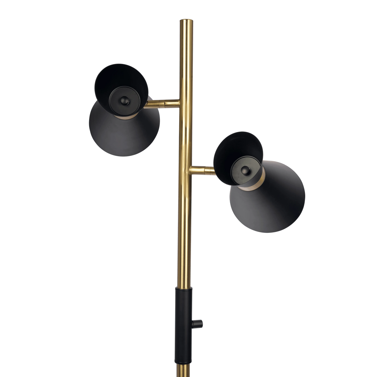 Axis Brassed Gold Floor Lamp with 4-Way Switch Double Spots with Metal Base by Ashcroft Furniture at Eve Furniture