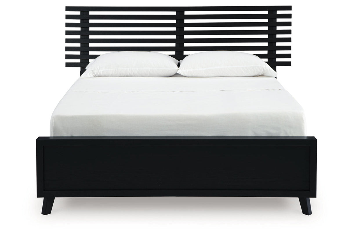 Danziar Black Queen Slat Framed Platform Bed by Ashley at Eve Furniture