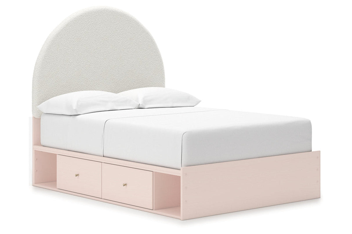 Wistenpine Blush Full Upholstered Storage Platform Bed with 2 Drawers by Ashley at Eve Furniture