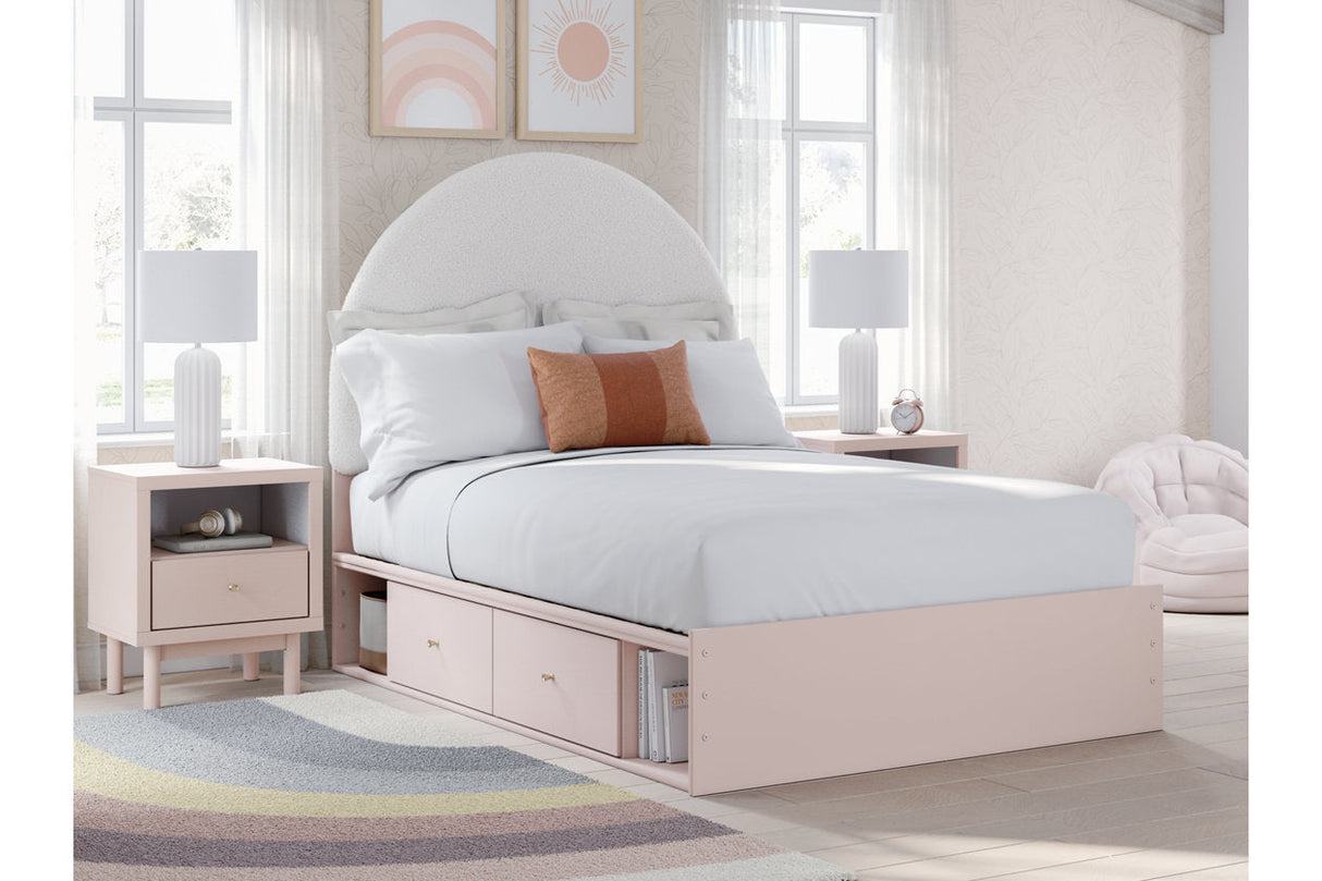 Wistenpine Blush Full Upholstered Storage Platform Bed with 2 Drawers by Ashley at Eve Furniture