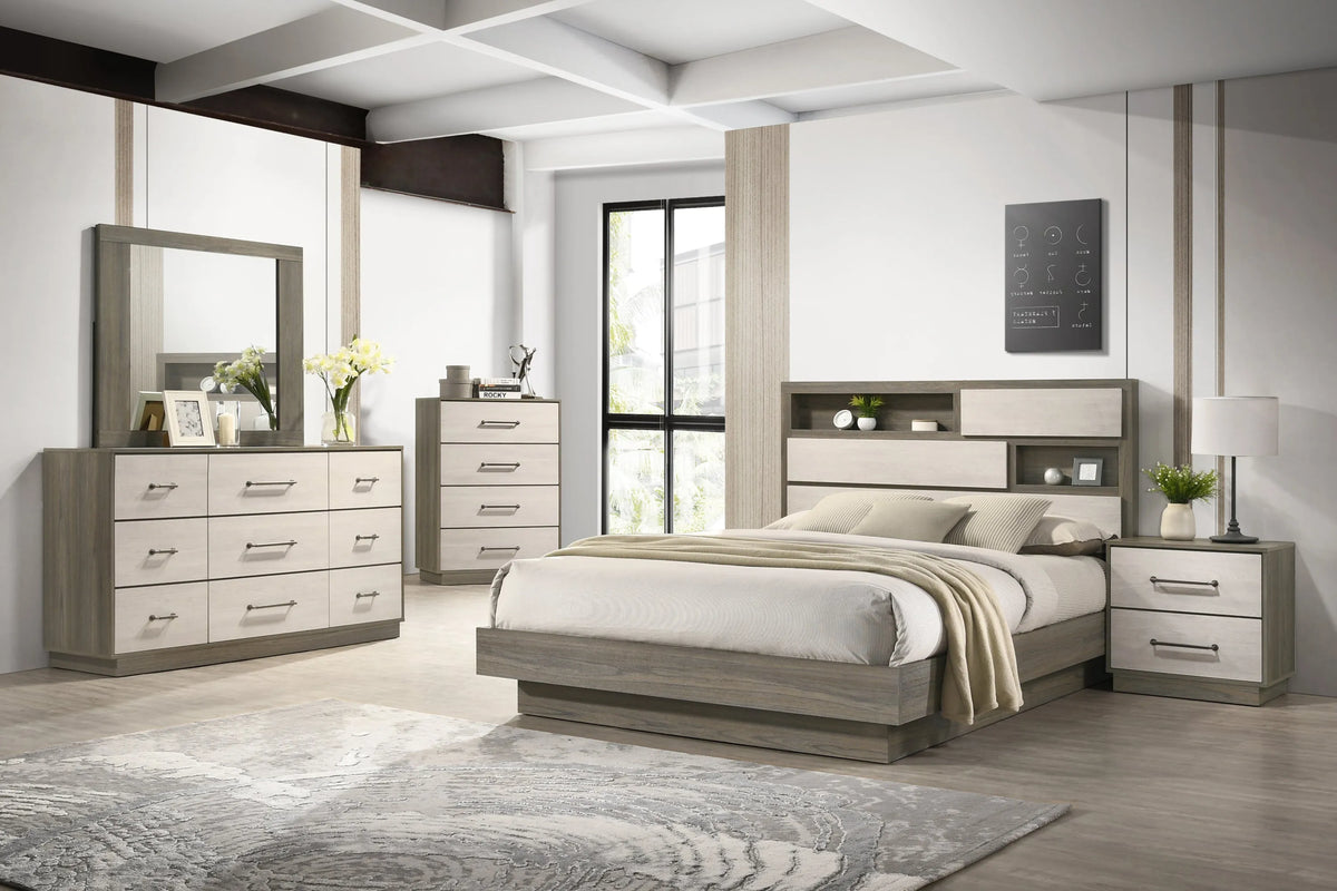 River Grey/Beige Platform Bedroom Set by New Era Innovations at Eve Furniture