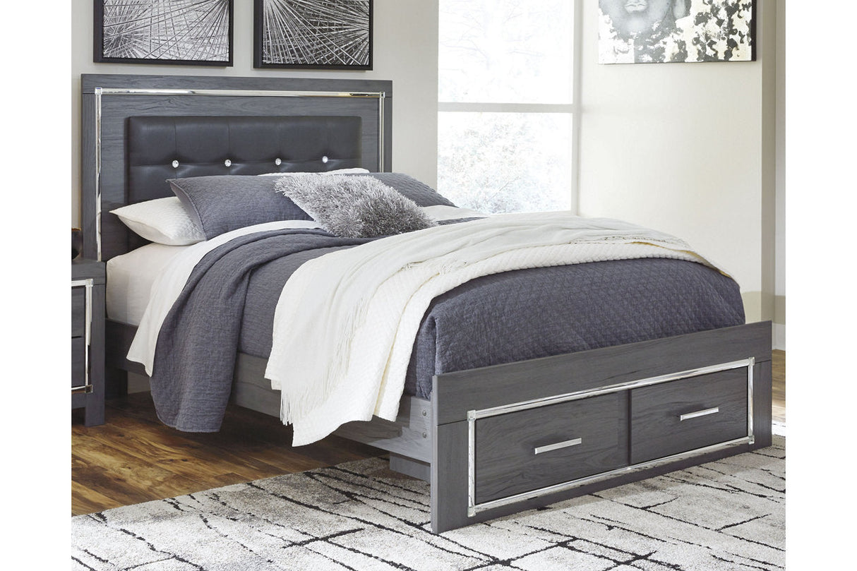 Lodanna Gray Queen LED Upholstered Storage Panel Bed by Ashley at Eve Furniture