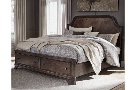 Adinton Brown Queen Panel Bed with 2 Storage Drawers