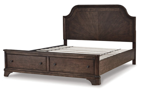 Adinton Brown Queen Panel Bed with 2 Storage Drawers