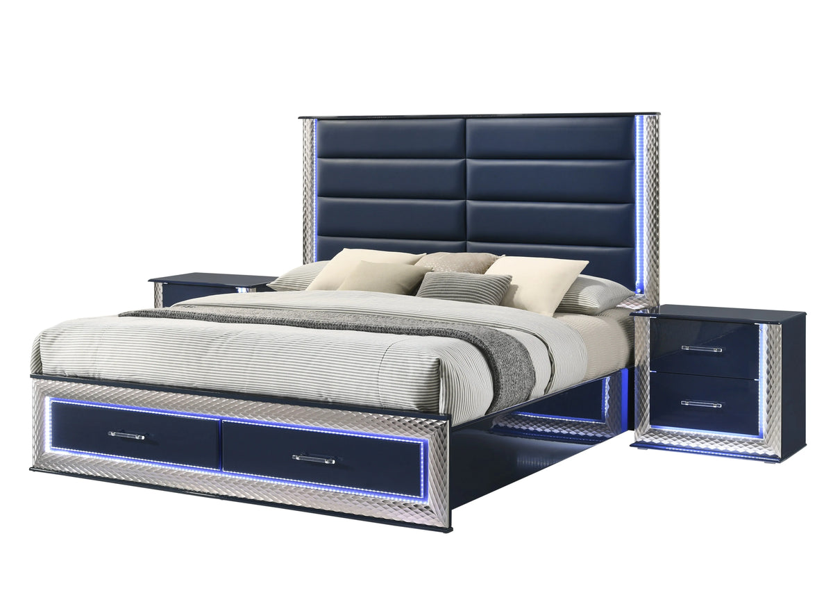 Aya Led Dark Navy Platform Bedroom Set by New Era Innovations at Eve Furniture