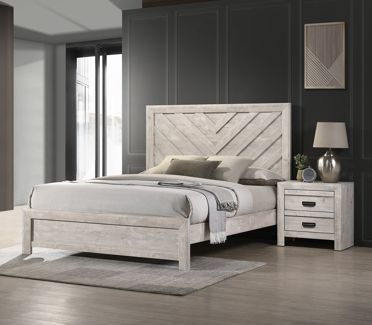 Valor Beige King Panel Bed by Crown Mark at Eve Furniture