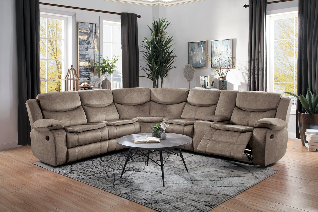 Bastrop Brown 3-Piece Reclining Sectional by Homelegance at Eve Furniture