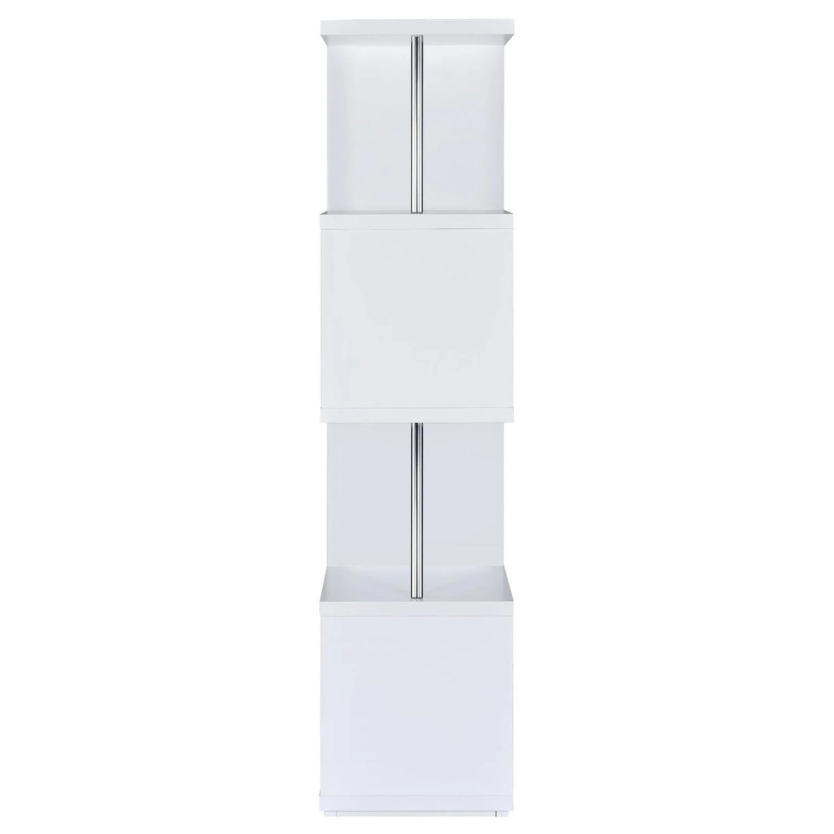 Baxter White/Chrome 4-Shelf Bookcase by Coaster at Eve Furniture
