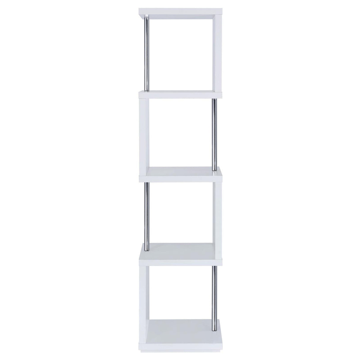 Baxter White/Chrome 4-Shelf Bookcase by Coaster at Eve Furniture