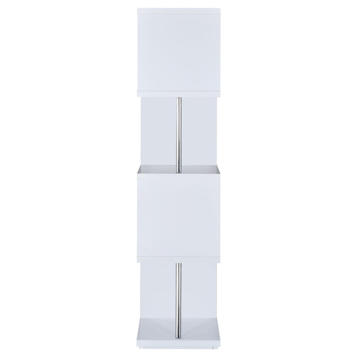 Baxter White/Chrome 4-Shelf Bookcase by Coaster at Eve Furniture