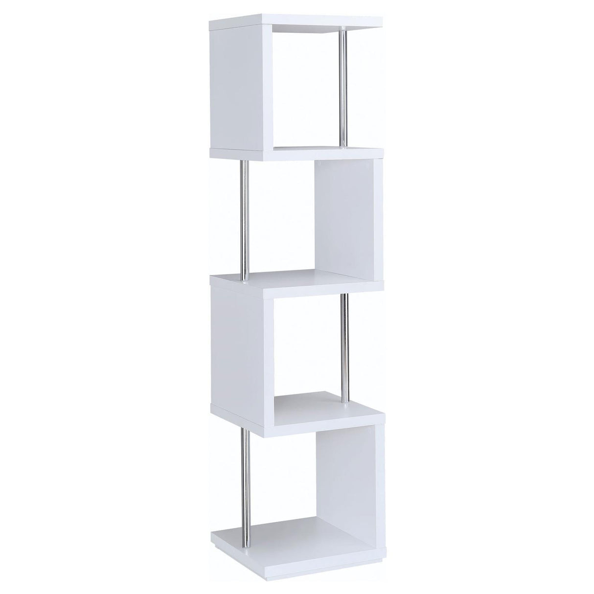 Baxter White/Chrome 4-Shelf Bookcase by Coaster at Eve Furniture