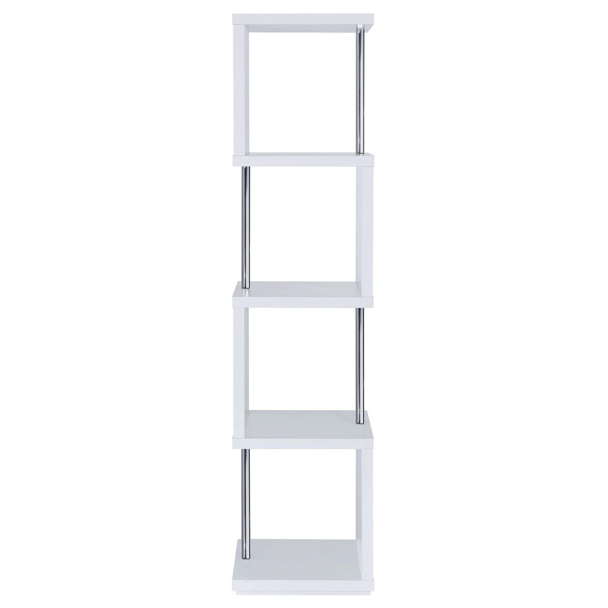 Baxter White/Chrome 4-Shelf Bookcase by Coaster at Eve Furniture