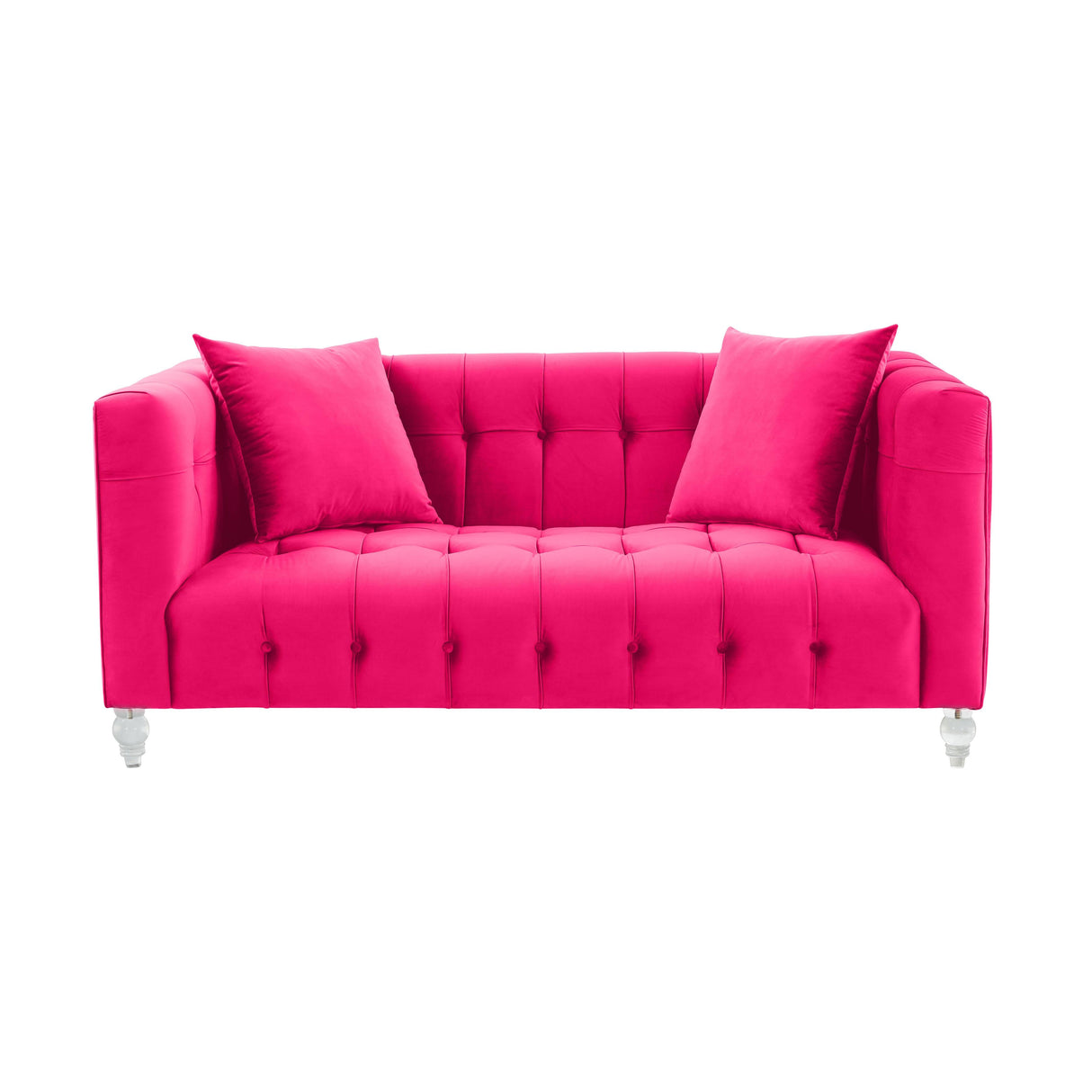 Bea Hot Pink Velvet Loveseat by TOV Furniture at Eve Furniture
