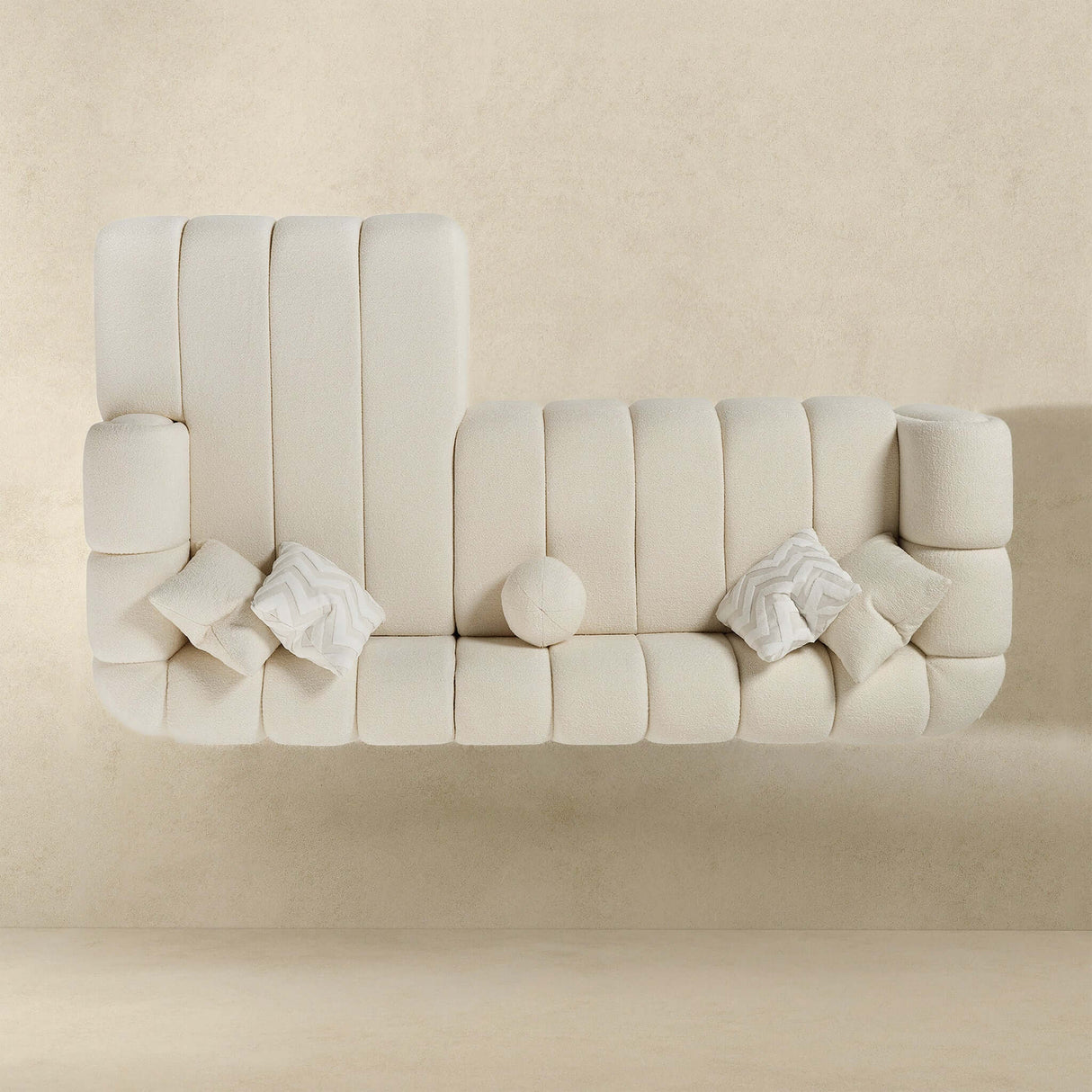 Beatrice Modern Tufted Ivory Boucle Right Sectional Sofa by Ashcroft Imports at Eve Furniture