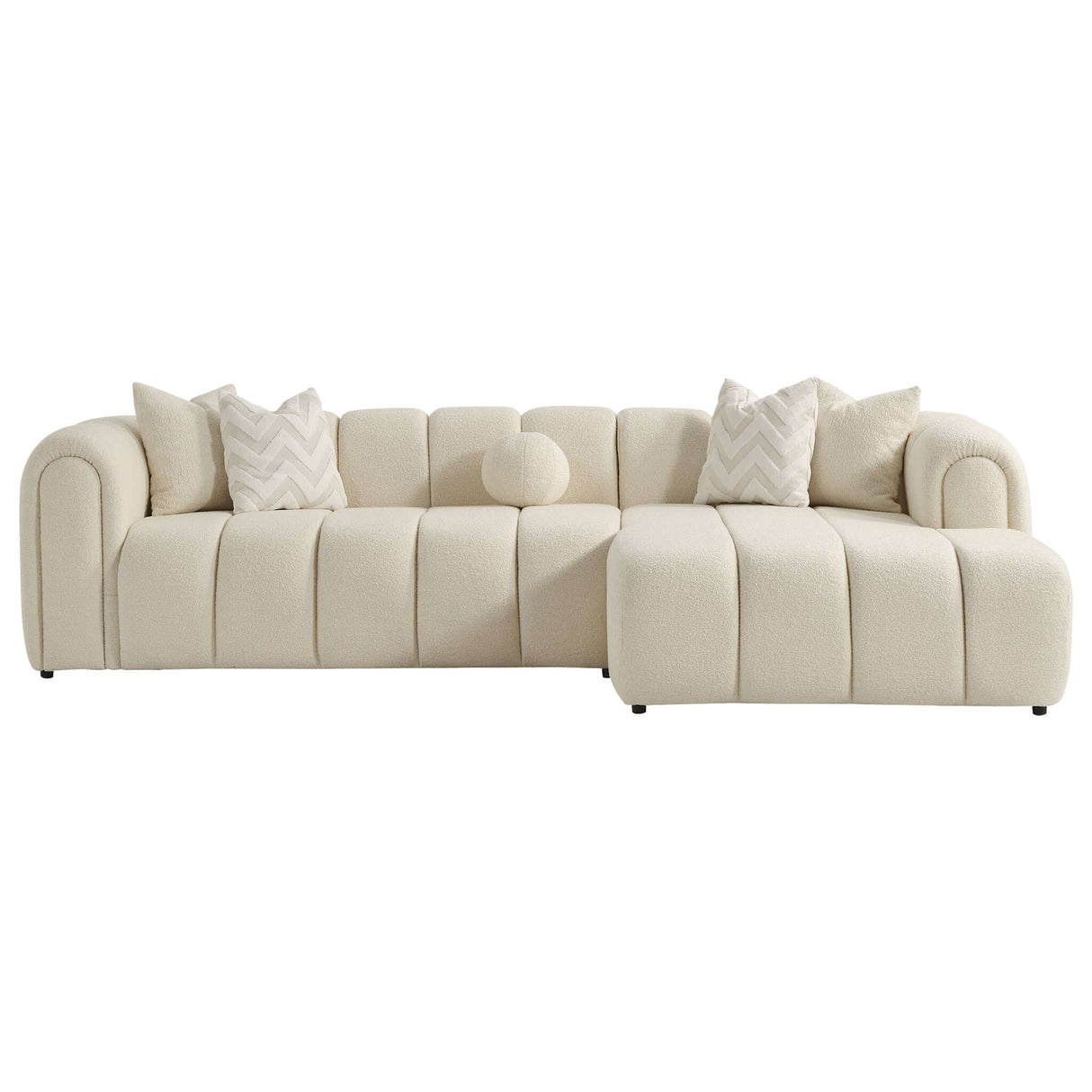 Beatrice Modern Tufted Ivory Boucle Right Sectional Sofa by Ashcroft Imports at Eve Furniture