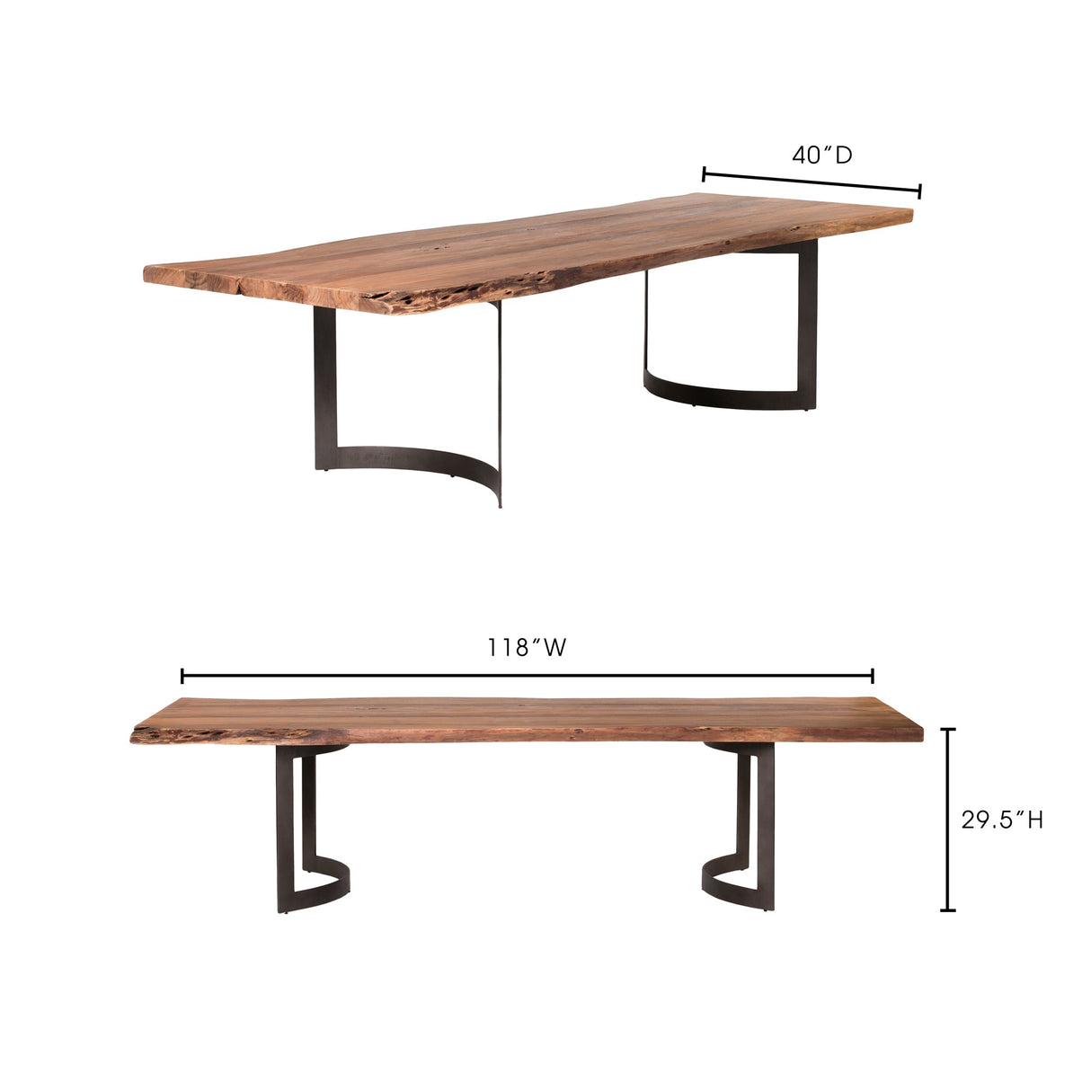 Bent Natural Large Dining Table by Moe's Home at Eve Furniture