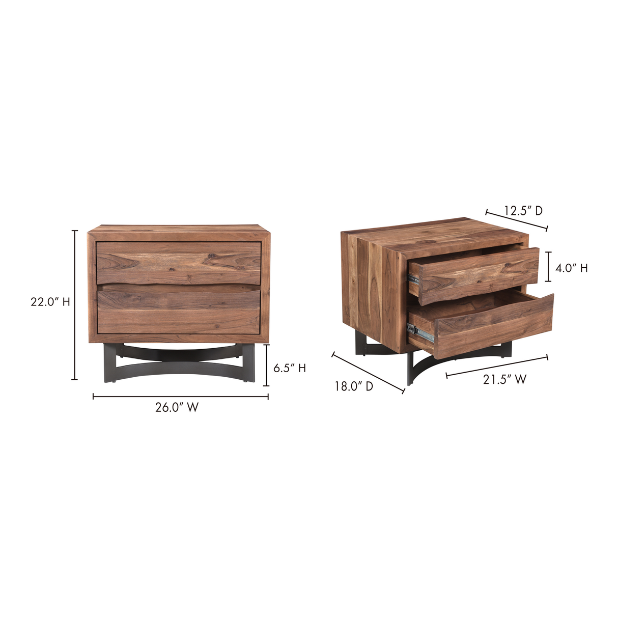 Bent Natural Nightstand by Moe's Home at Eve Furniture