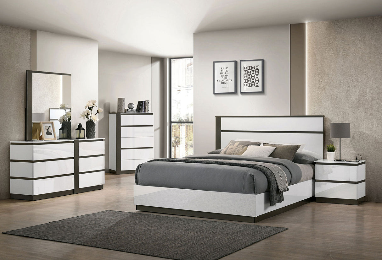 Birsfelden White/Metallic Gray California King Bed by Furniture of America at Eve Furniture